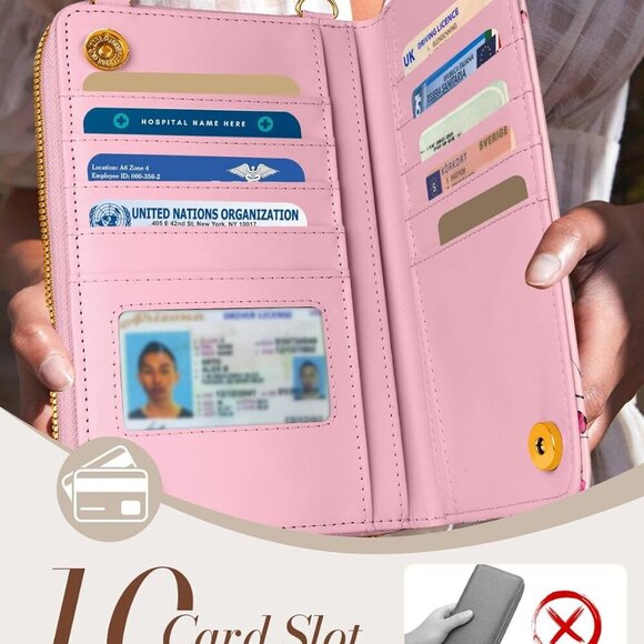 Peach Blossom Crossbody Wallet - Stylish Bag with Spacious Cell Phone Pocket - Picture 5 of 6